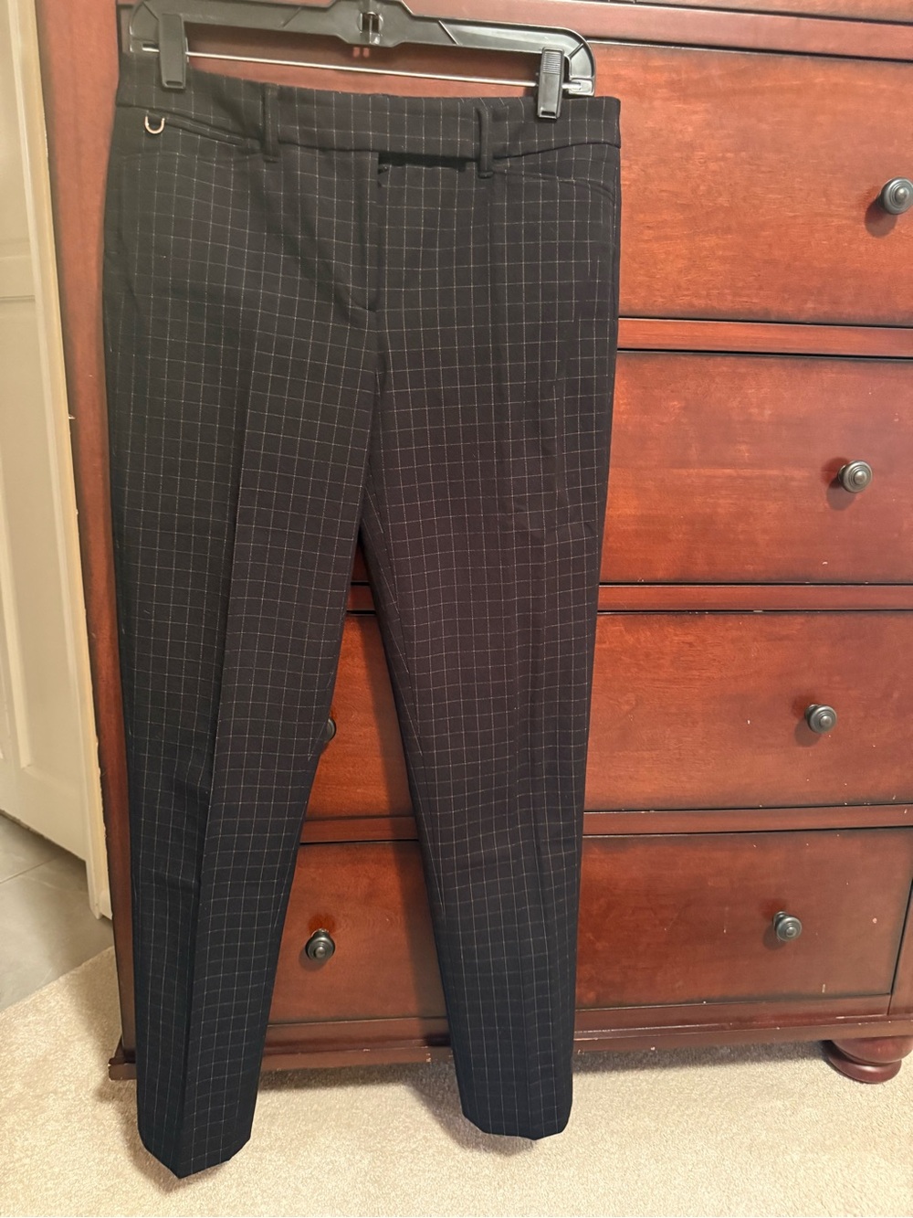White House Black Market Black Windowpane Cropped Ankle Pants
